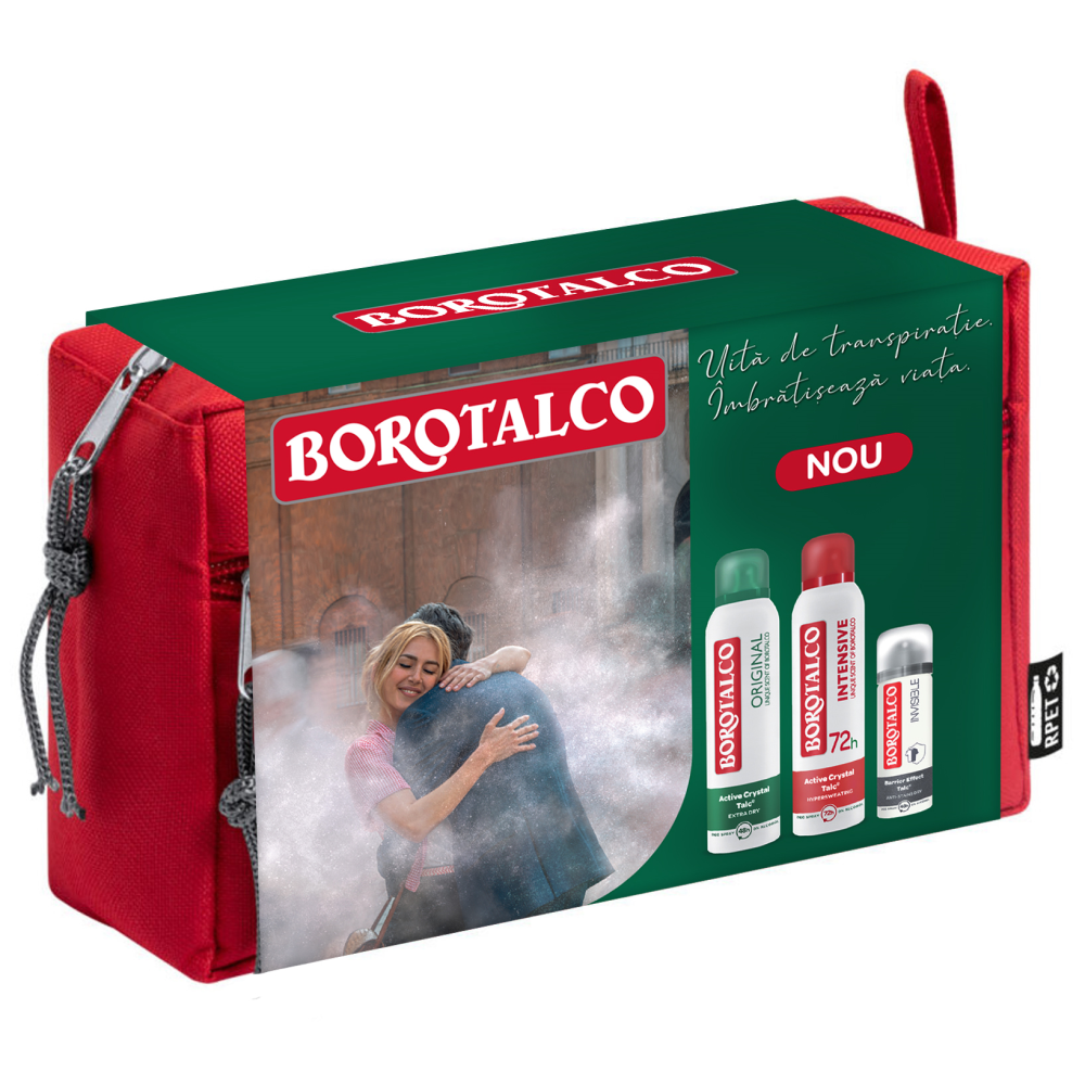 Pachet Deo Spray Original 150ml + Deo Spray Intensive 150ml + Deo Spray Invisible 45ml, Borotalco