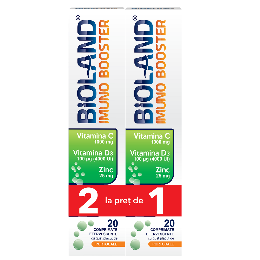 Pachet Bioland Imuno Booster, 20+20 comprimate efervescente, Biofarm