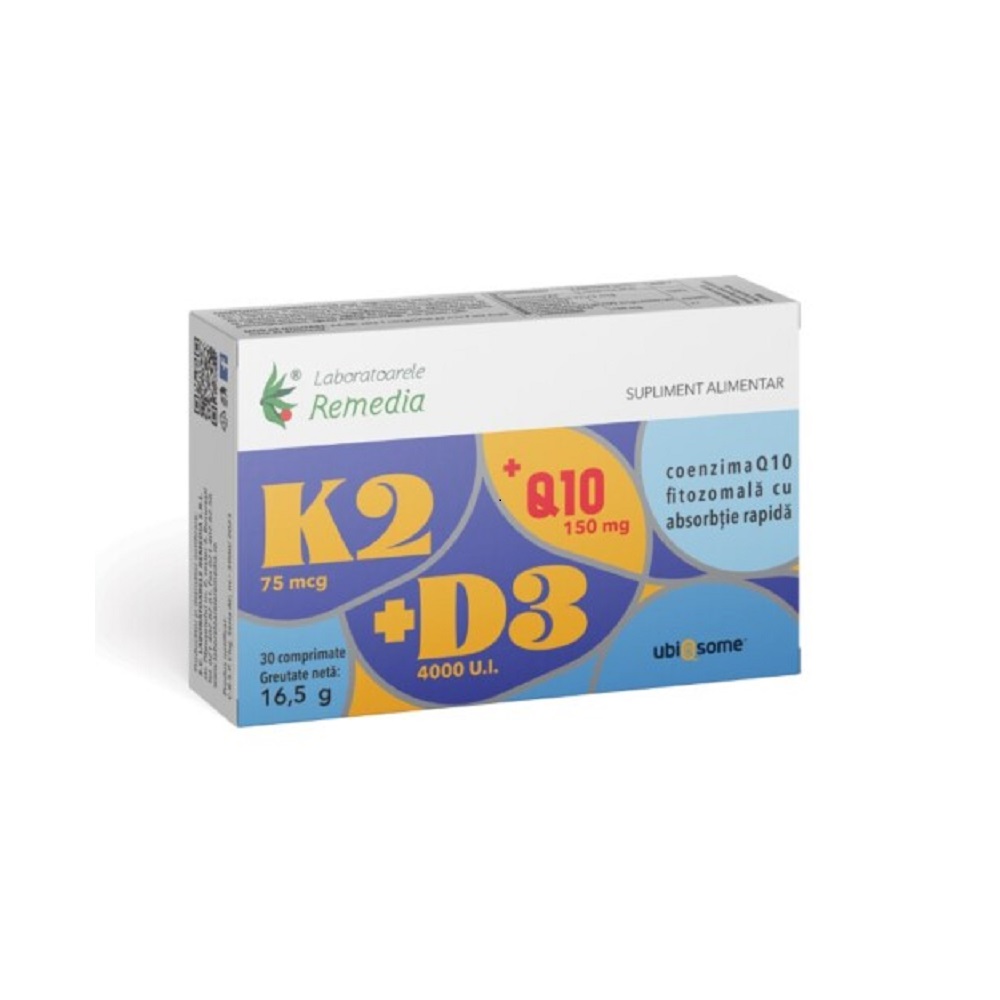 K2+D3+Q10 Ubiqsome, 30 comprimate, Remedia