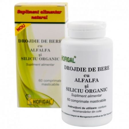 Drojdie de bere cu Alfalfa si siliciu organic, 60 tablete - Hofigal