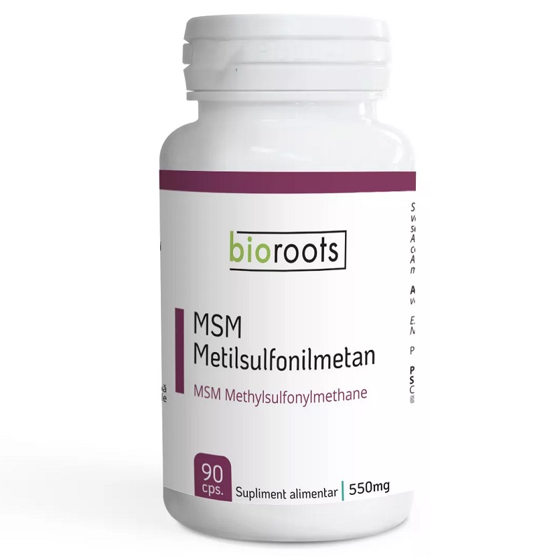MSM, 550 mg, 90 capsule vegetale, Bioroots