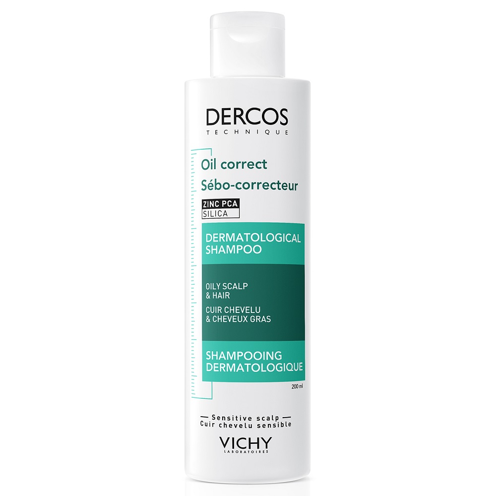 Sampon-tratament sebocorector pentru scalp cu exces de sebum Dercos, 200 ml, Vichy