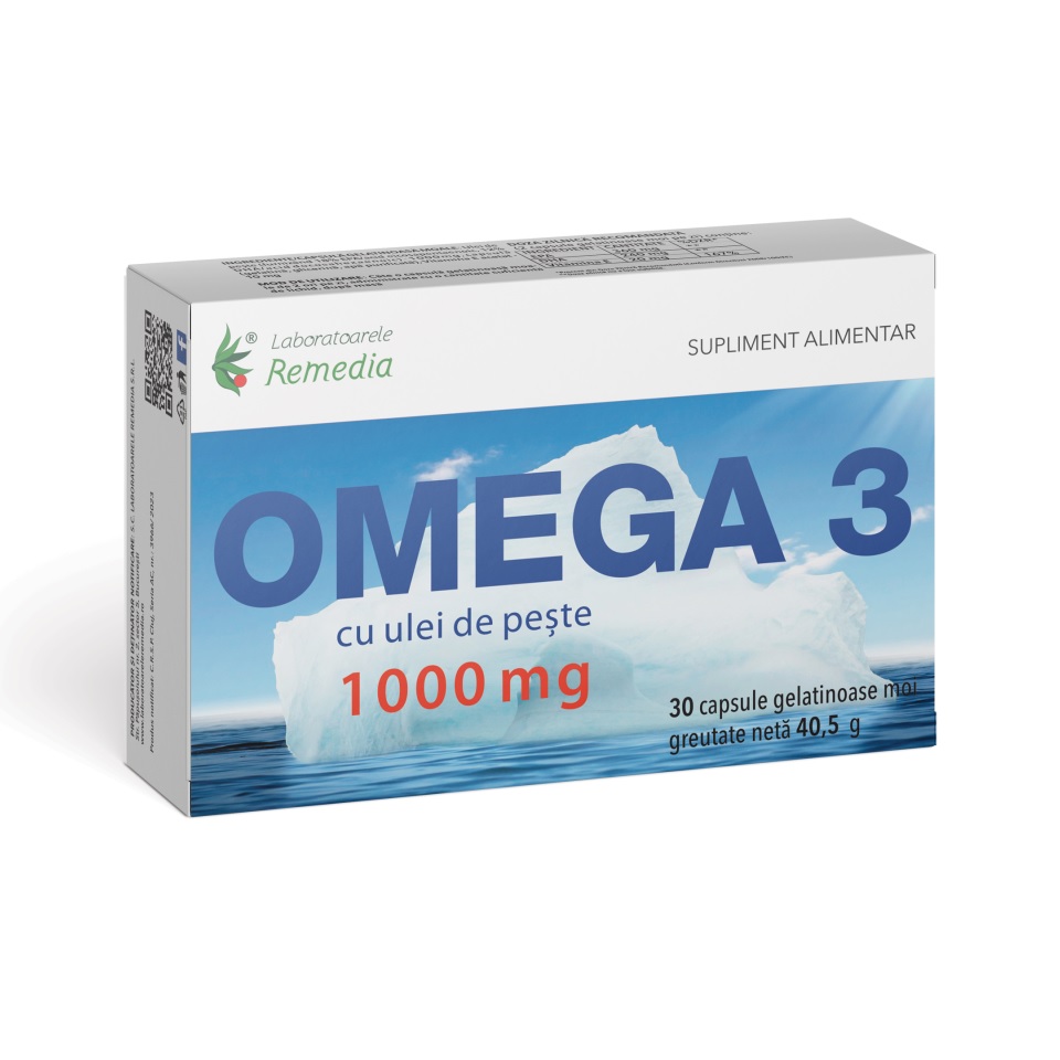 Omega 3 cu aroma de peste, 30 capsule, Remedia
