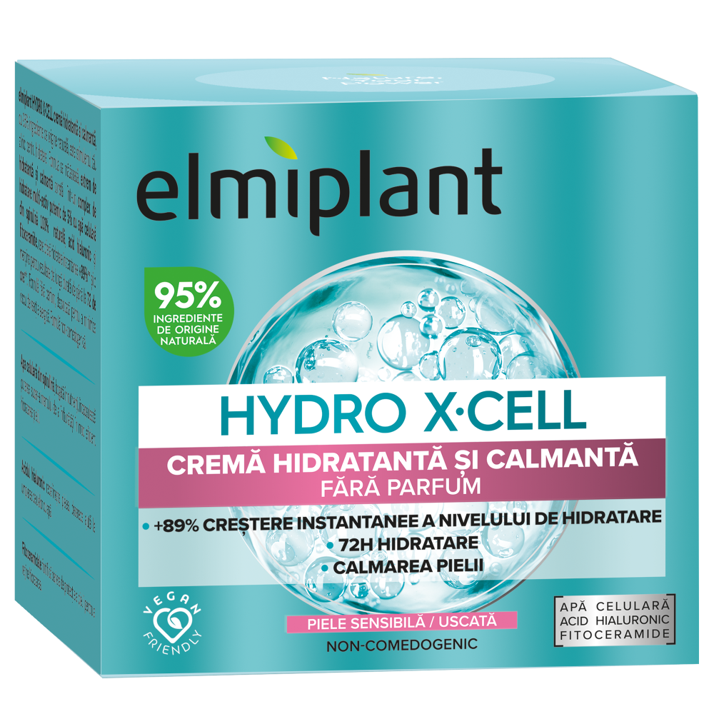 Crema hidratanta de zi pentru fata si gat Hydro X-Cell, 50 ml, Elmiplant