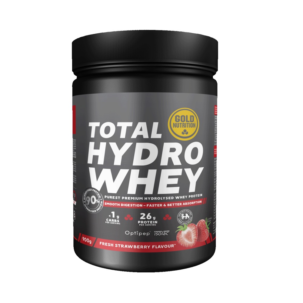 Pudra proteica cu aroma de capsuni Total Hydro Whey, 900 g, Gold Nutrition