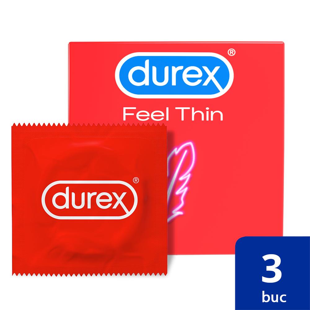 Prezervative Feel Thin, 3 bucati, Durex 518371