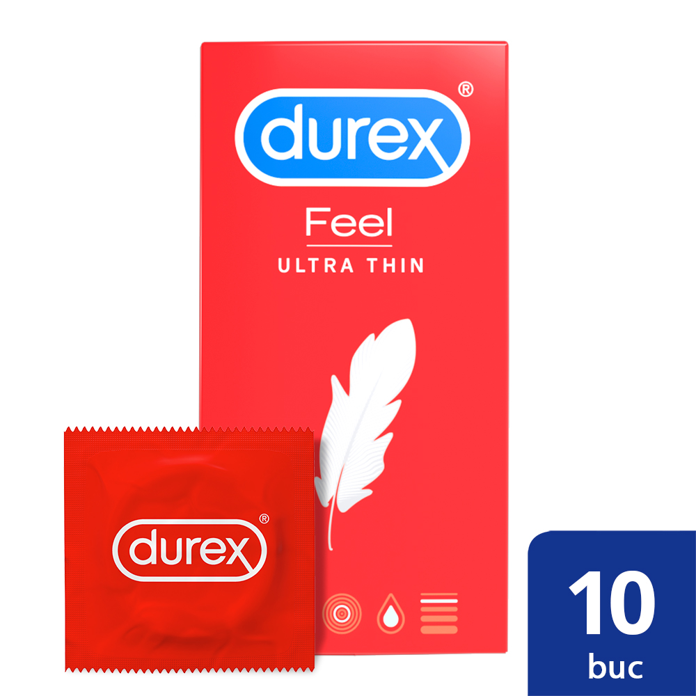 Prezervative Feel Ultra Thin, 10 bucati, Durex