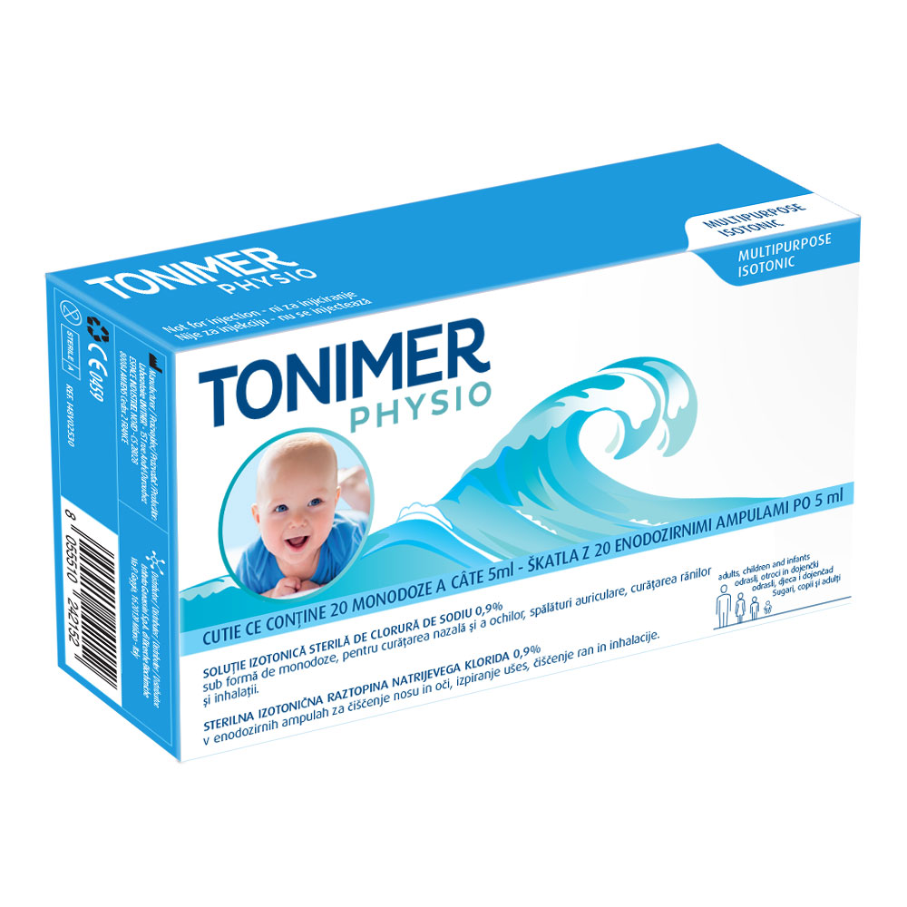 Tonimer Physio solutie izotonica sterila 0.9%, 20 monodoze x 5 ml, Tonimer