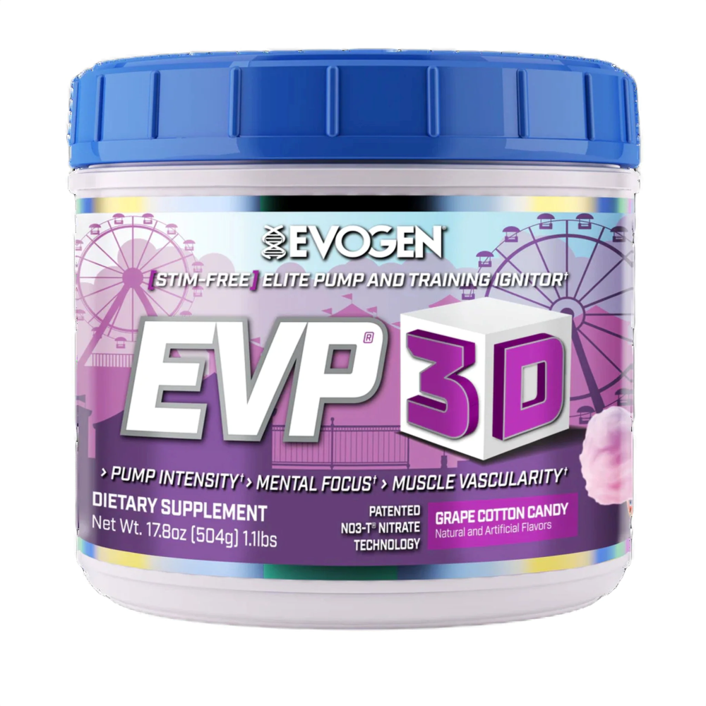 Formula pre-antrenament EVP-3D Grape Cotton Candy, 504 g, Evogen