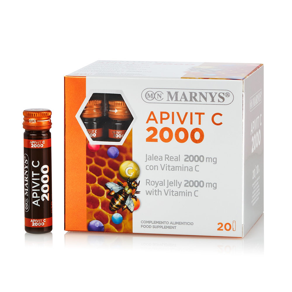 Fiole cu laptisor de matca si vitamina C Apivit C 2000, 20 fiole, Marnys