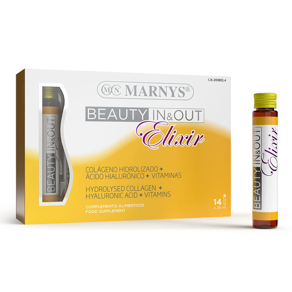 Supliment nutricosmetic cu colagen Beauty In & Out Elixir, 14 fiole, Marnys
