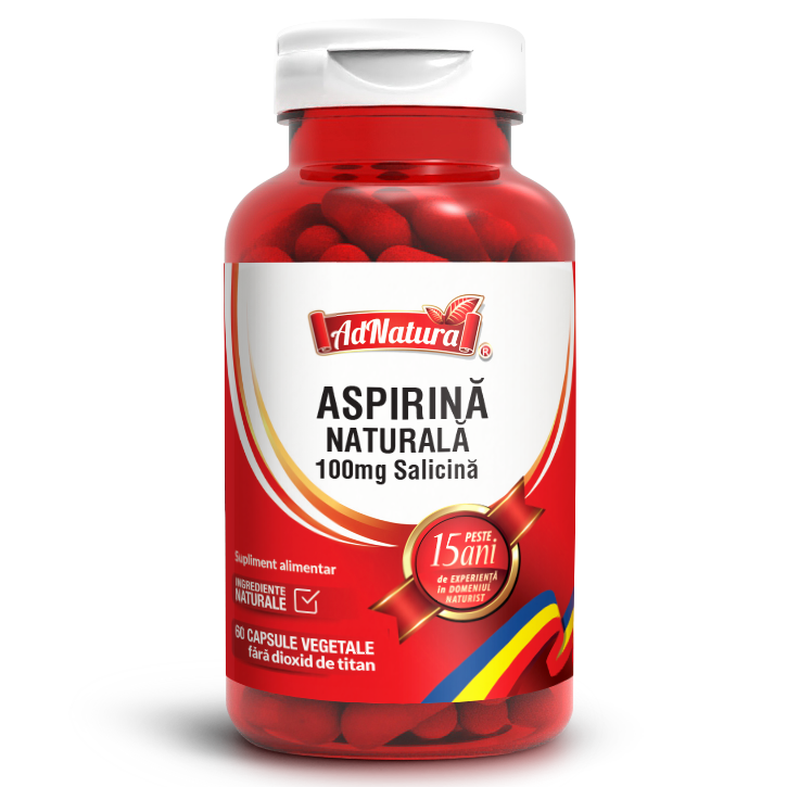 Aspirina Naturala, 100 mg Salicina, 60 capsule, AdNatura