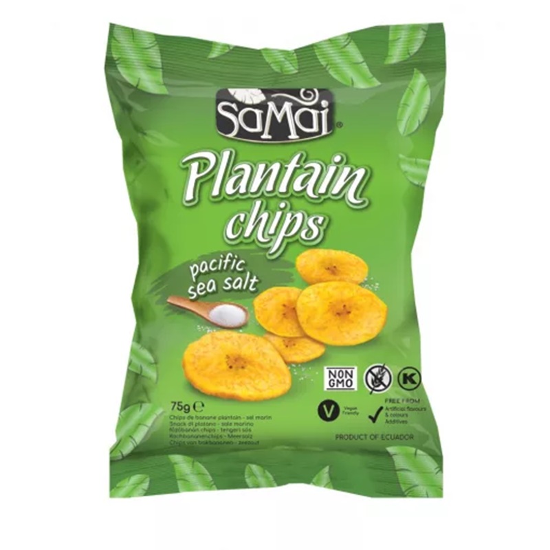 Chipsuri din banane cu sare de mare Plantain Chips, 75 g, SaMai