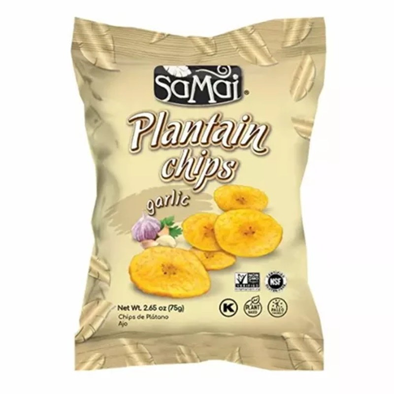 Chipsuri din banane cu gust de usturoi Plantain Chips, 75 g, SaMai