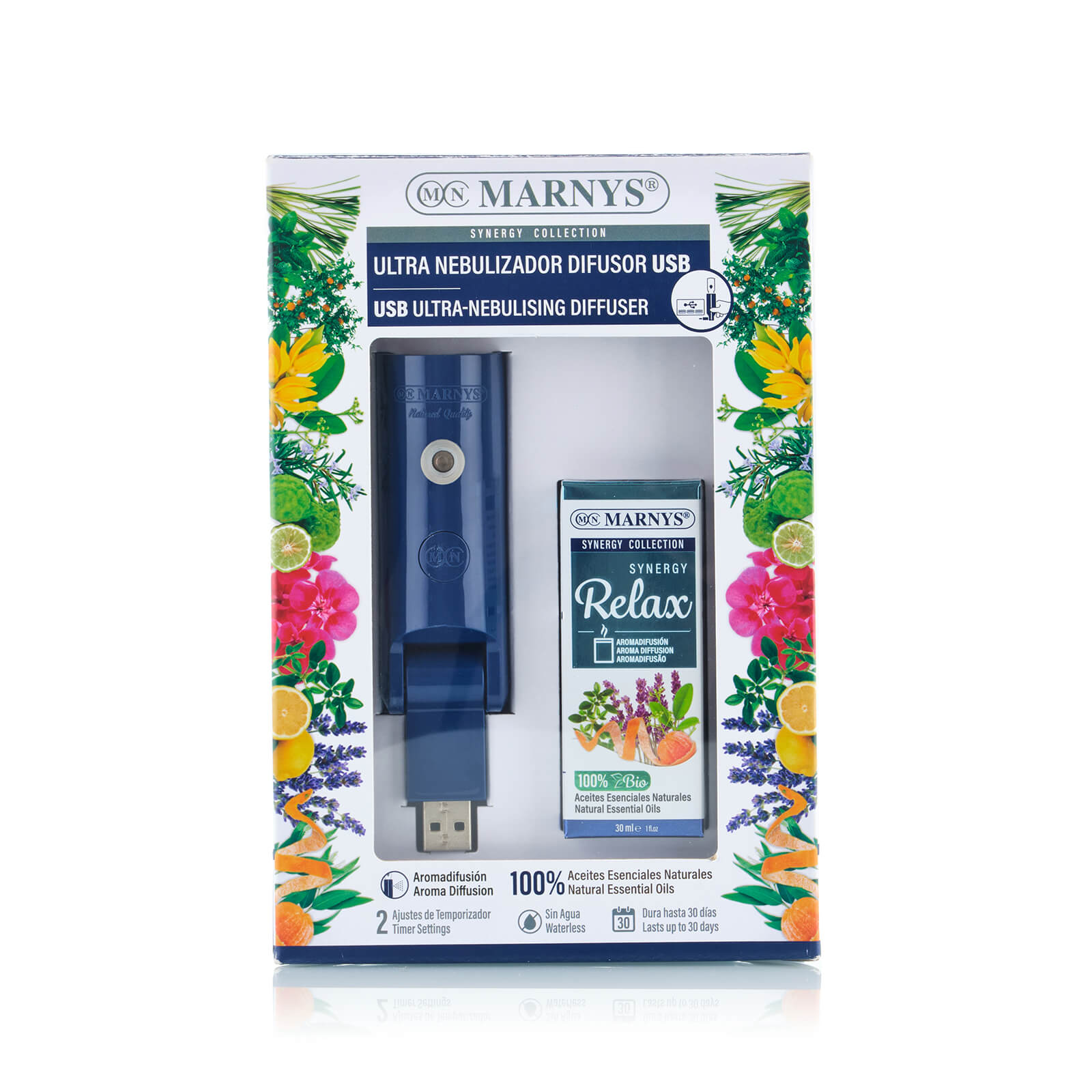 Difuzor aromaterapie USB + Mix relaxare Sinergie, 30 ml, Marnys