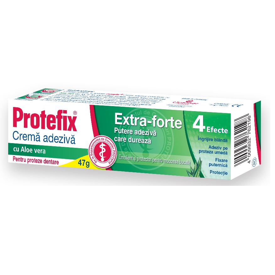 Crema adeziva pentru fixarea protezei dentara cu aloe vera Extra-Forte, 47 g, Protefix