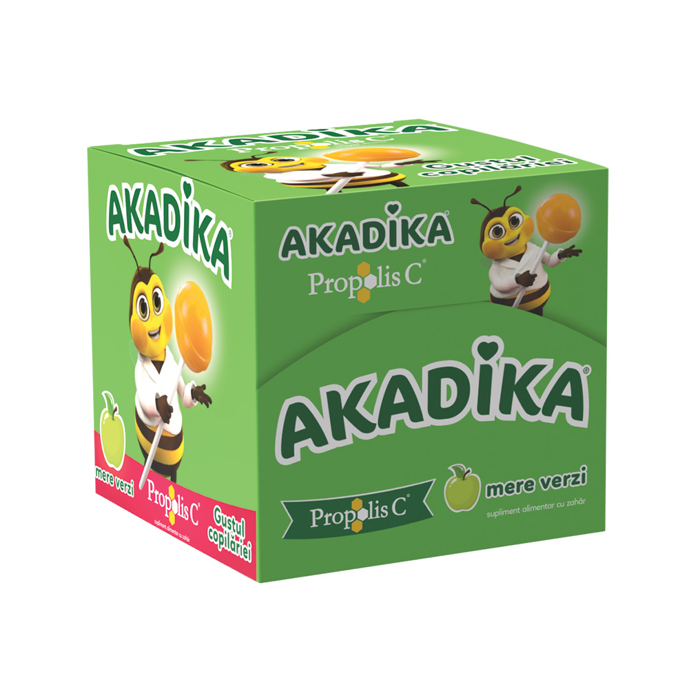 Acadele cu aroma de mere verzi Akadika Propolis C, 50 bucati, Fiterman Pharma
