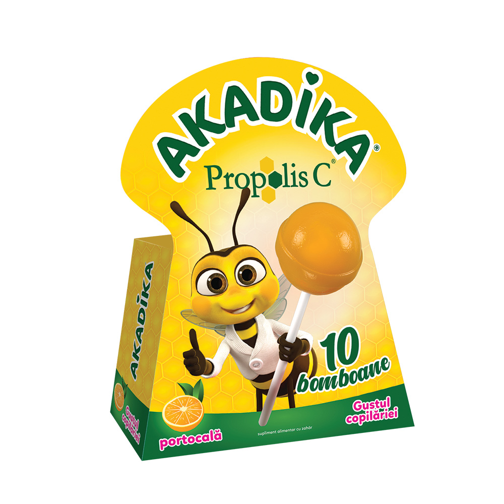 Acadele Akadika Propolis C Portocala, 10 acadele, Fiterman Pharma