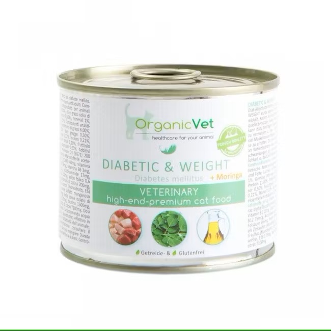 Hrana umeda pentru pisici cu probleme de greutate Diabetic & Weight, 200 g, OrganicVet