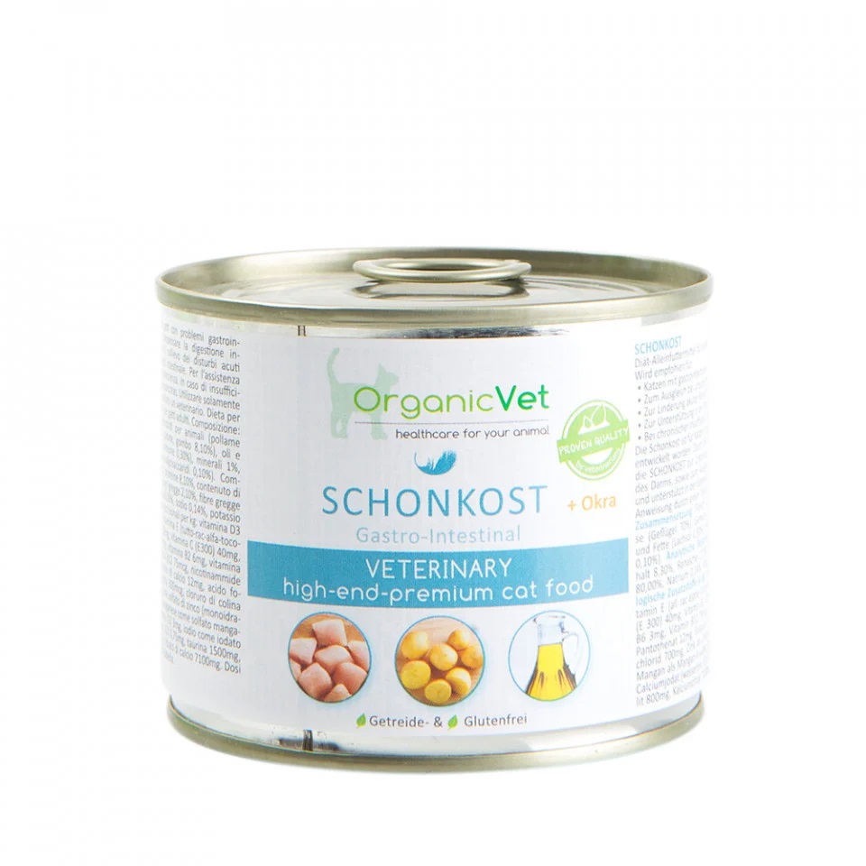 Hrana umeda pentru pisici cu probleme gastro-intestinale, 200 g, OrganicVet