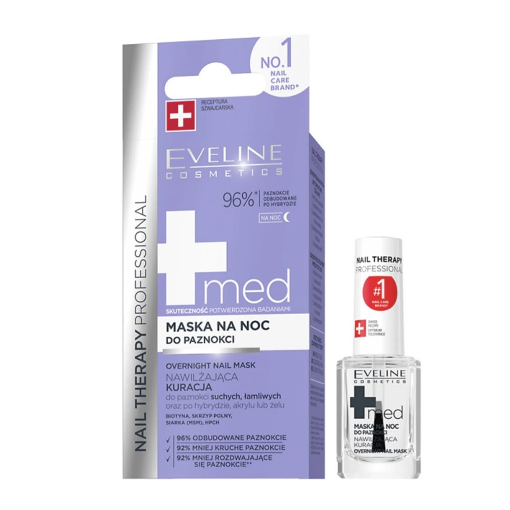 Masca de unghii peste noapte Nail Therapy MED+, 12 ml, Eveline Cosmetics