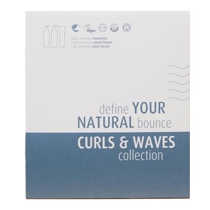 Pachet Curls & Waves Sampon, 250 ml + Balsam, 250 ml, Crema definire bucle, 150 ml, Natulique