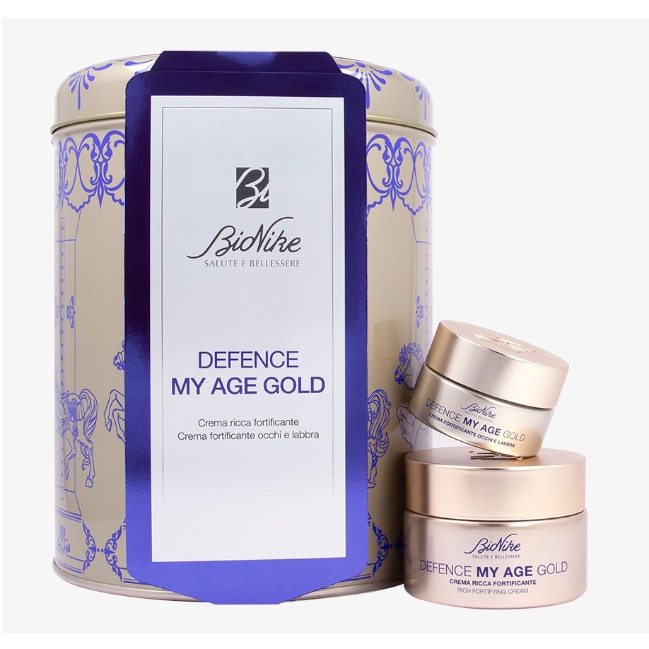 Pachet crema fortifianta 50 ml + crema fortifianta pentru ochi si buze 15 ml Defence my age gold, Bionike