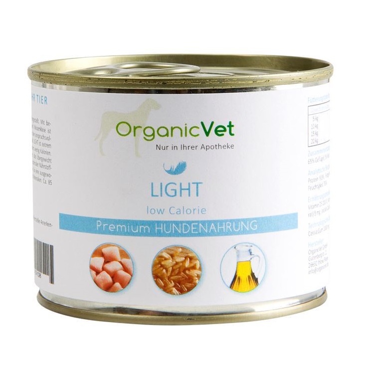 Hrana umeda pentru caini cu probleme de greutate Light, 200 g, OrganicVet