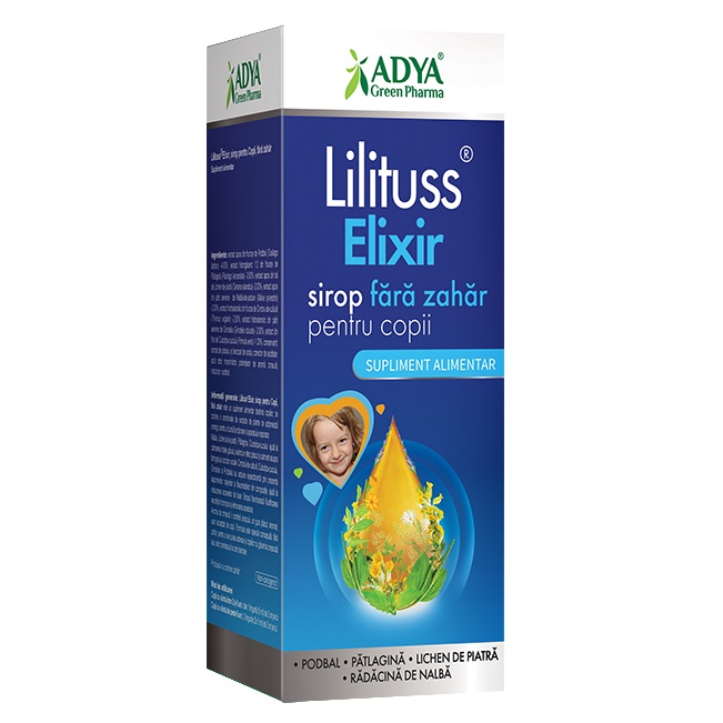 Sirop pentru copii fara zahar Lilituss Elixir, 180 ml, Adya Green Pharma
