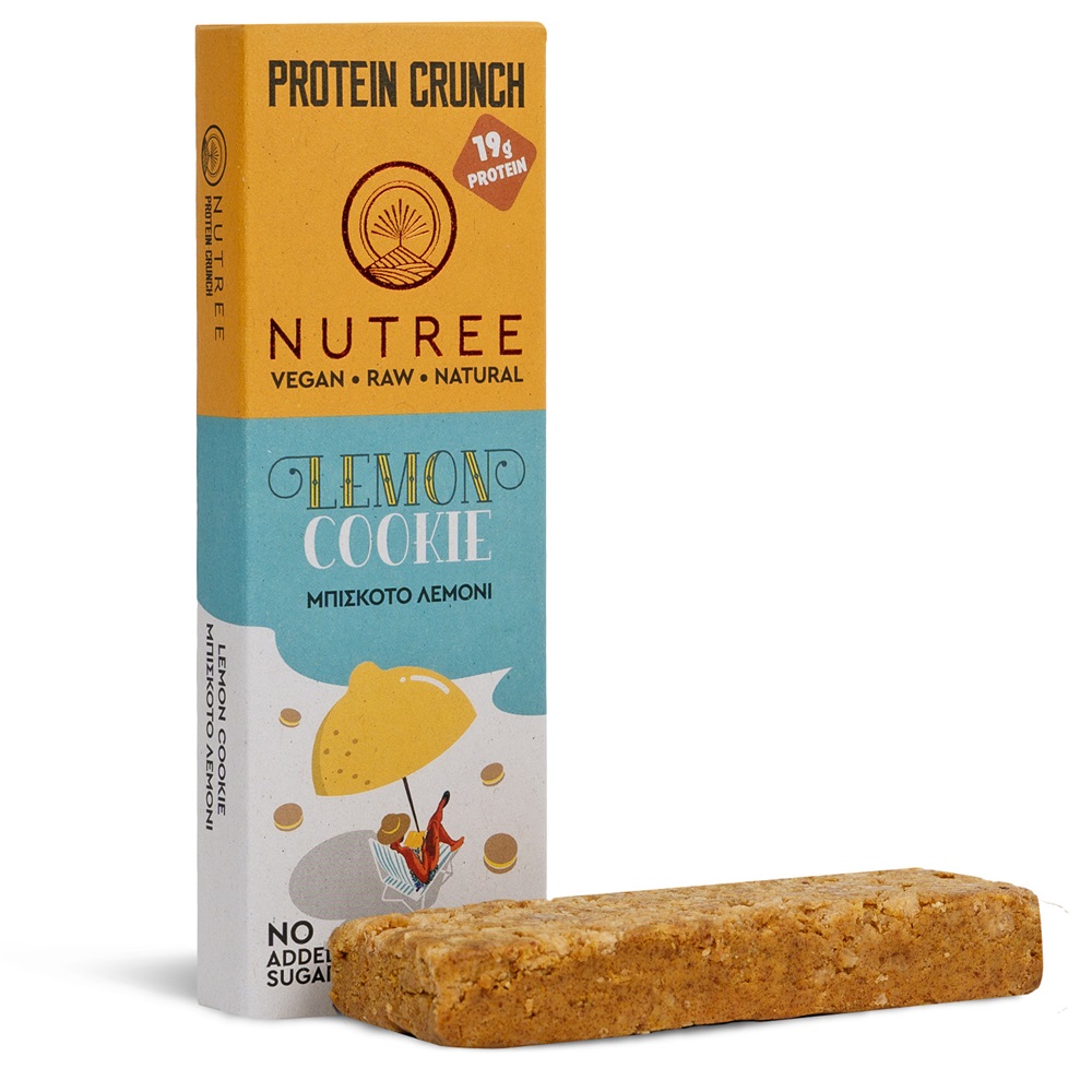Baton proteic raw vegan Protein Crunch, Lemon Cookie, 60 g, Nutree