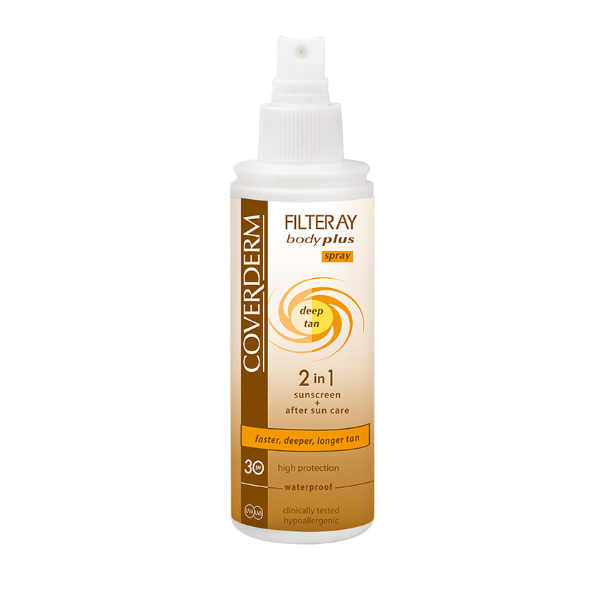 Spray de corp cu SPF30, Filteray Body Deep Tan, 150 ml, Coverderm