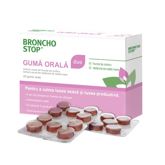 Bronchostop Duo, 20 guma orala, Kwizda Pharma