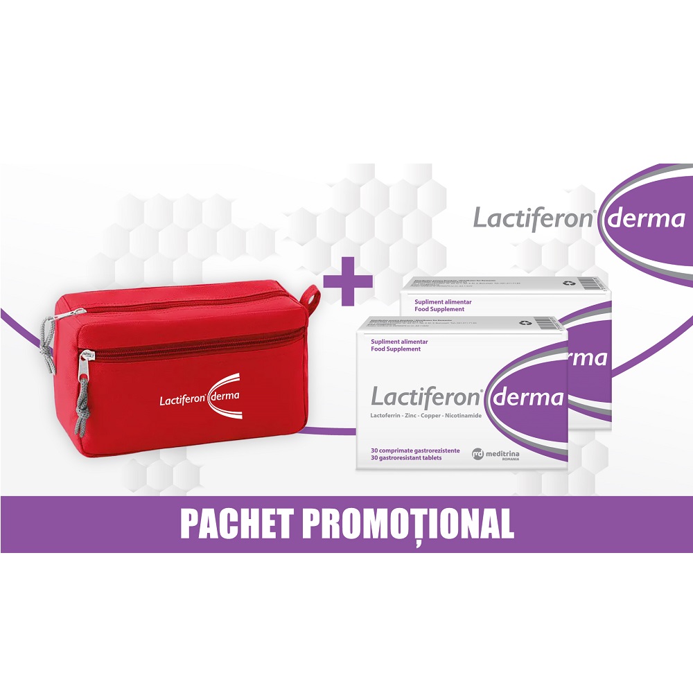 Pachet Lactiferon Derma, 2 x 30 comprimate + borseta, Meditrina Pharmaceuticals