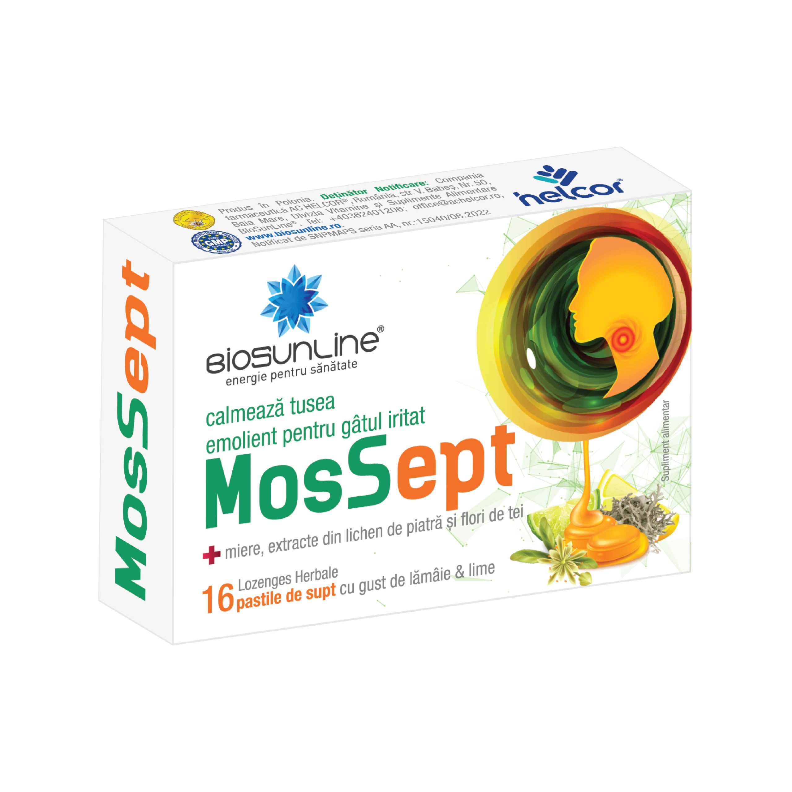 MosSept, 16 pastile de supt, Helcor