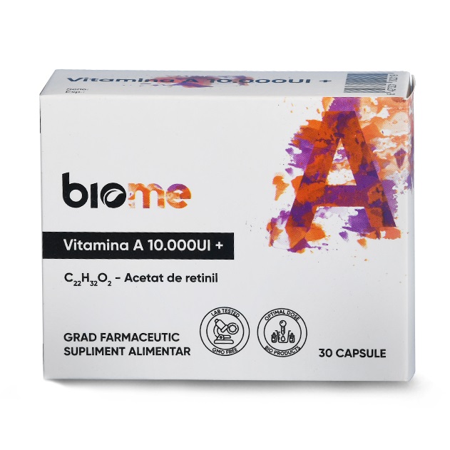 Vitamina A, 10.000UI+, 30 capsule, Biome