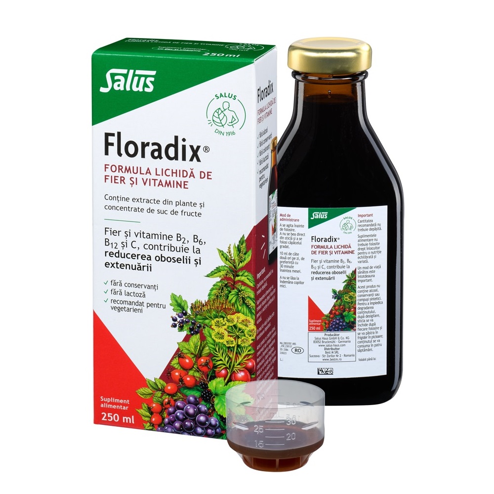 Formula lichida de fier si vitamine Floradix, 250 ml, Salus