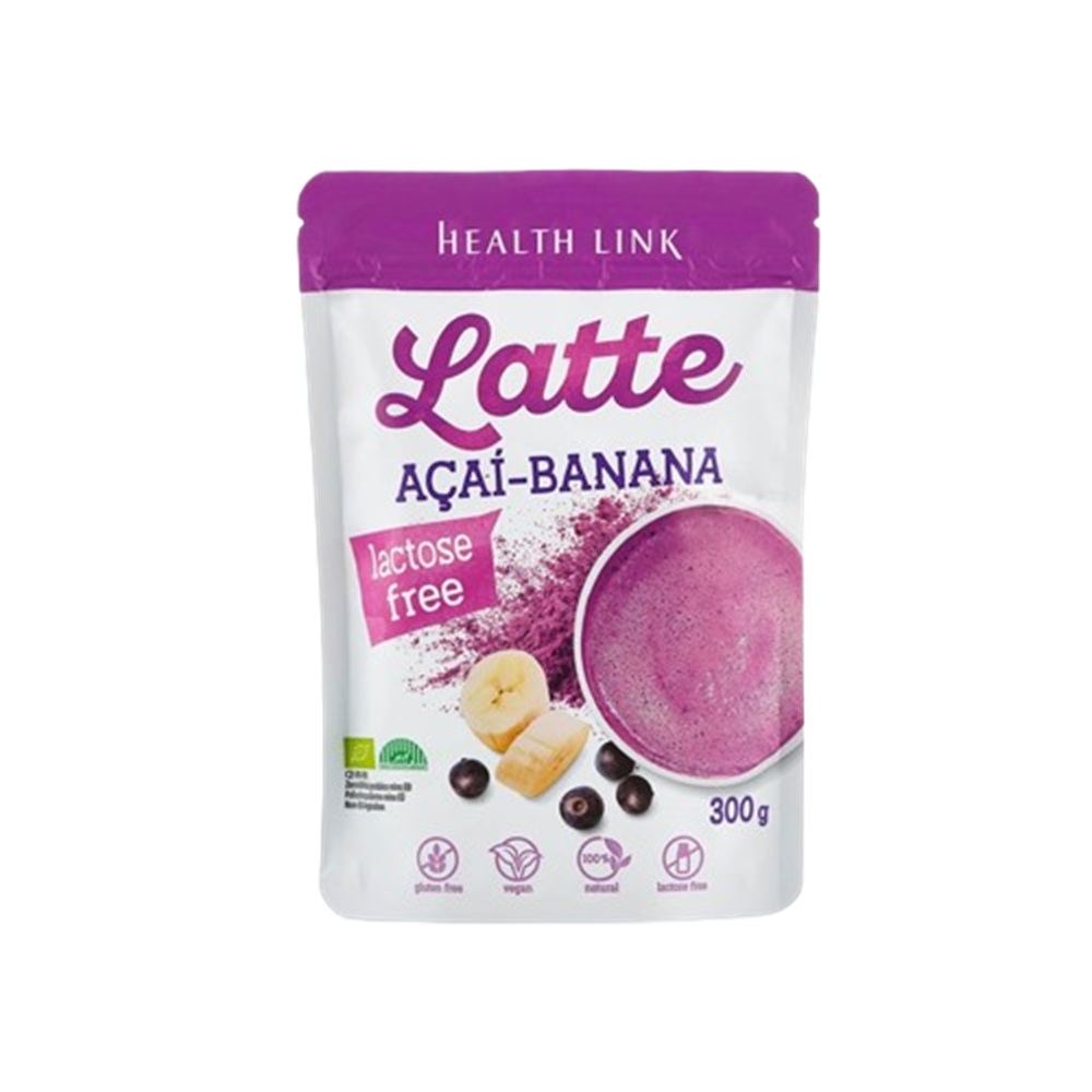 Pulbere bio cu Acai si banana Latte, 300 g, Health Link