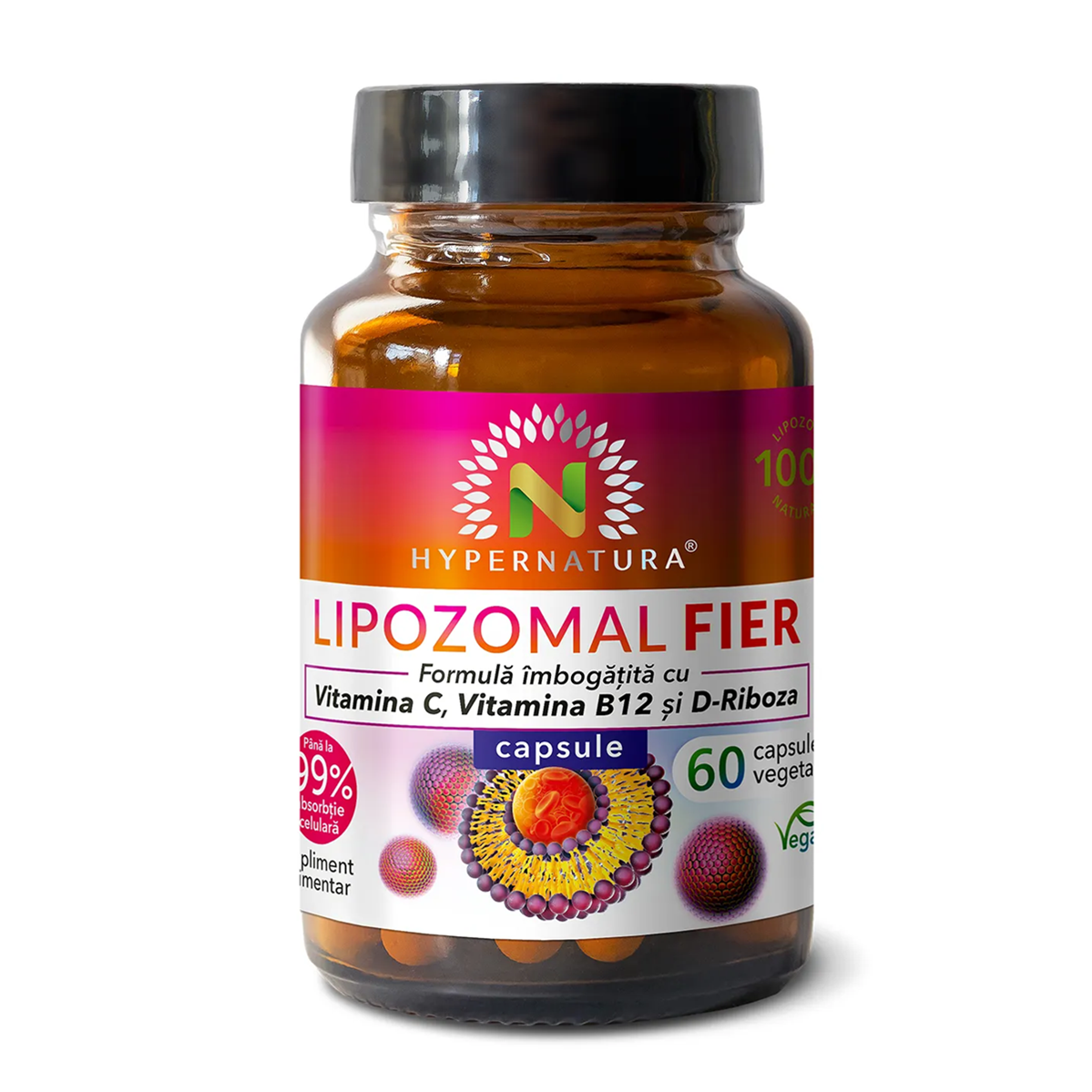 Lipozomal Fier+Vit C+B12+D-Riboza, 60 capsule, Hypernatura