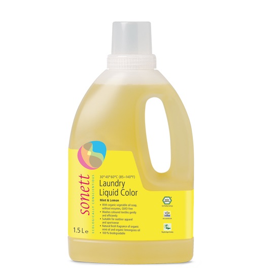 Detergent ecologic pentru rufe colorate cu menta si lamaie, 1500 ml, Sonett