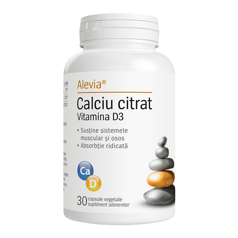 Calciu Citrat Vitamina D3, 30 capsule, Alevia