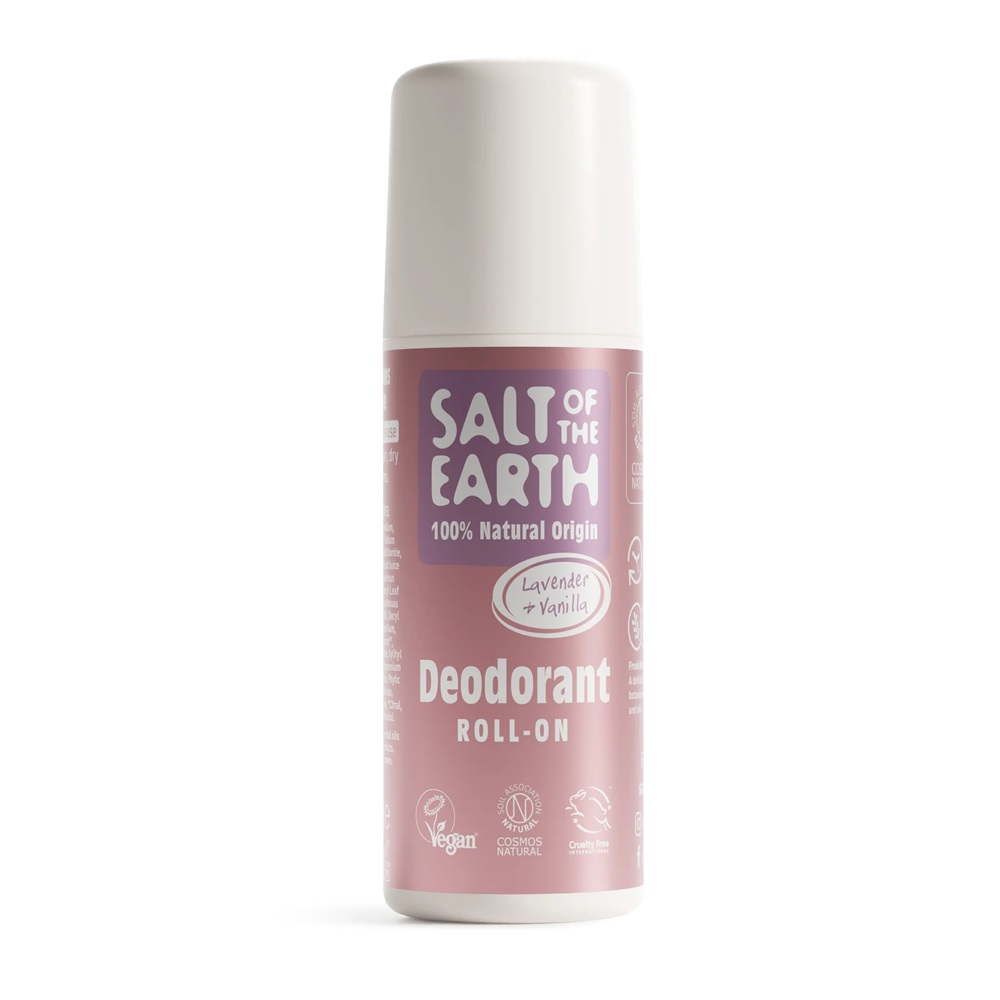 Deodorant vegan roll-on cu lavanda si vanilie Salt Of The Earth Pure Aura, 75 ml, Crystal Spring