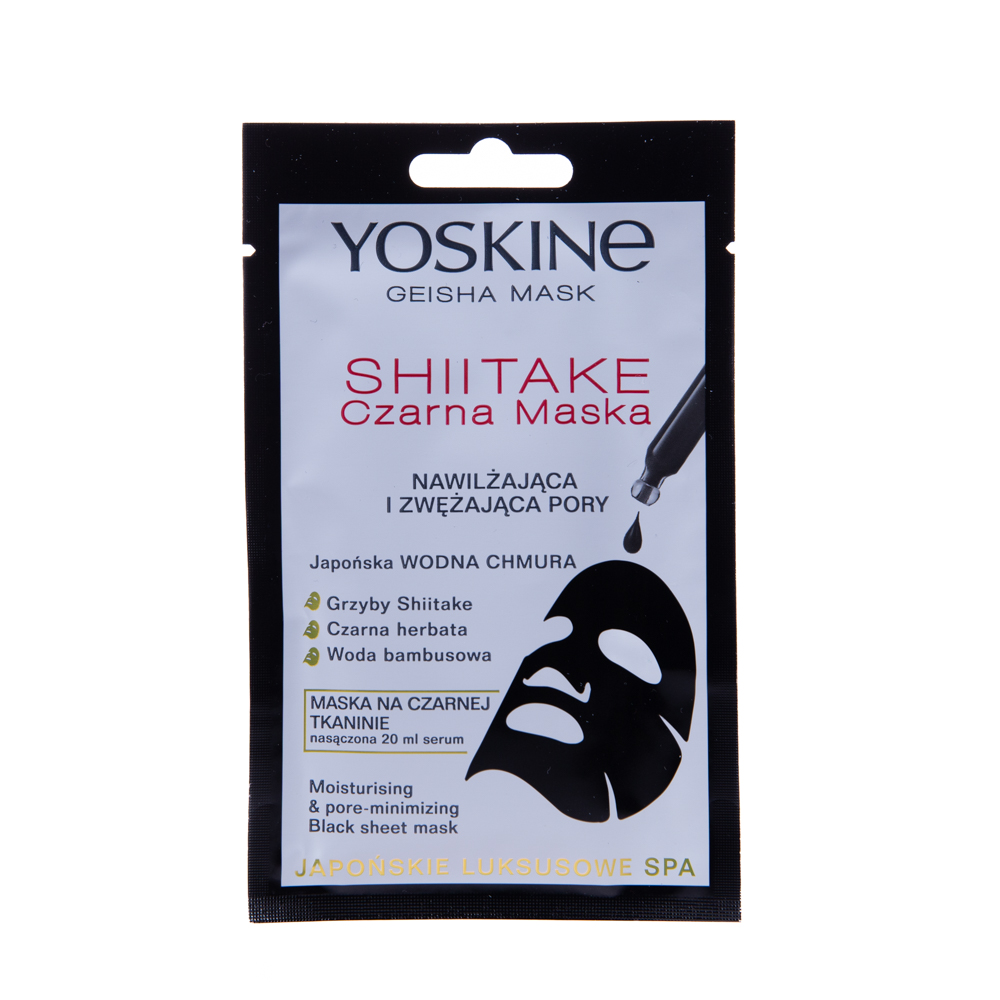Masca tip servetel neagra, pentru hidratatre si micsorare a porilor Geisha Mask, 20 ml, Yoskine