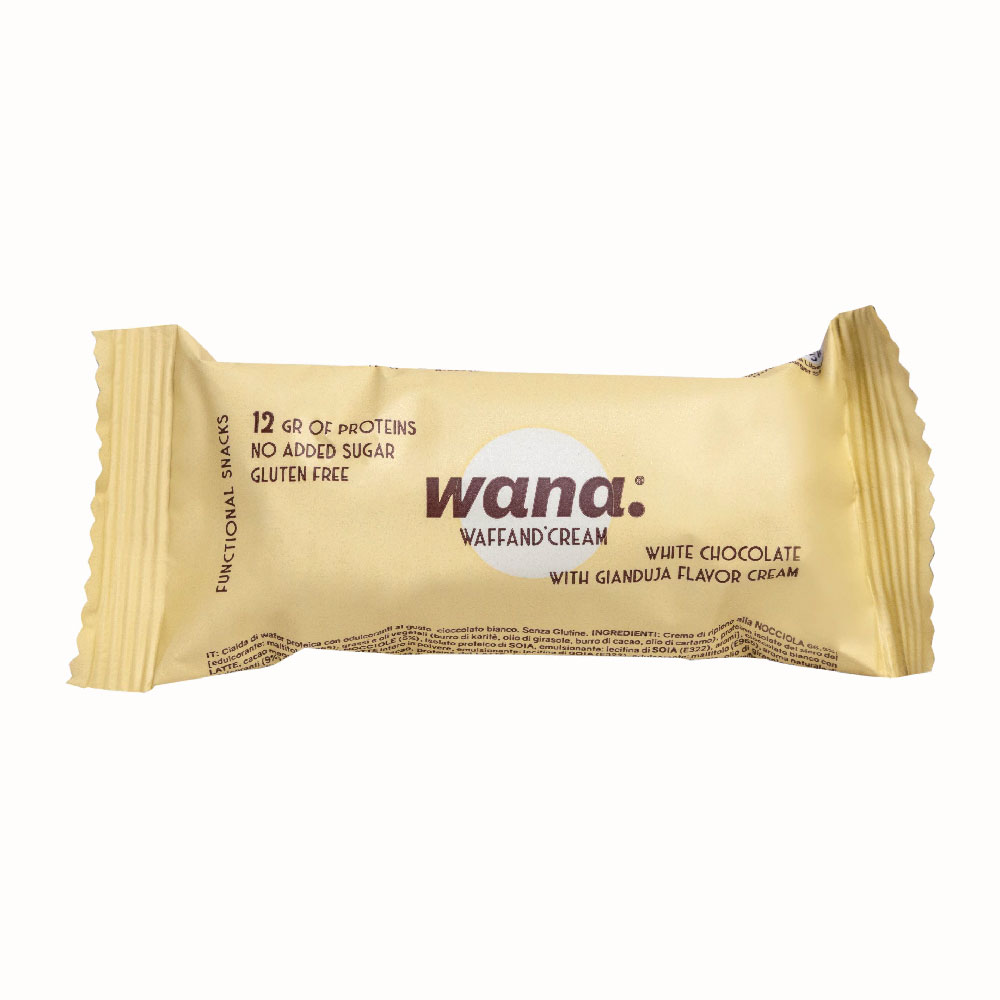 Napolitana proteica Wana white chocolate and gianduia, 43 g, Wana