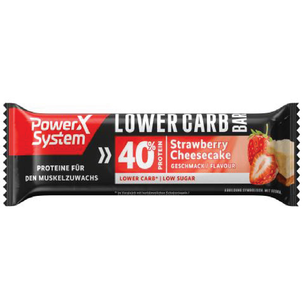 Baton proteic Lower Carb strawberry cheesecake, 40 g, Power System