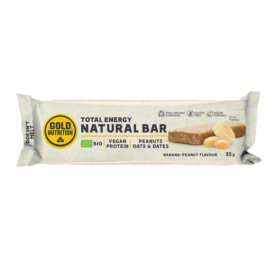 Baton proteic Bio Natural Banane-Arahide, 35 g, Gold Nutrition