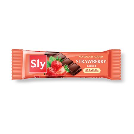 Tableta de ciocolata cu capsuni, 25g - Sly Nutritia