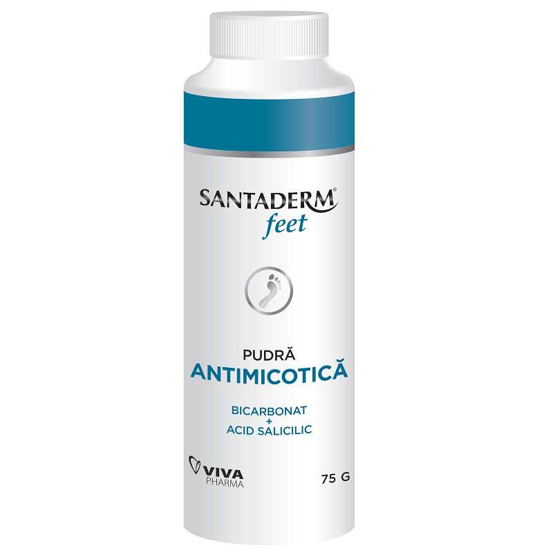 Pudra antimicotica Santaderm 4feet, 75 g, Viva Pharma