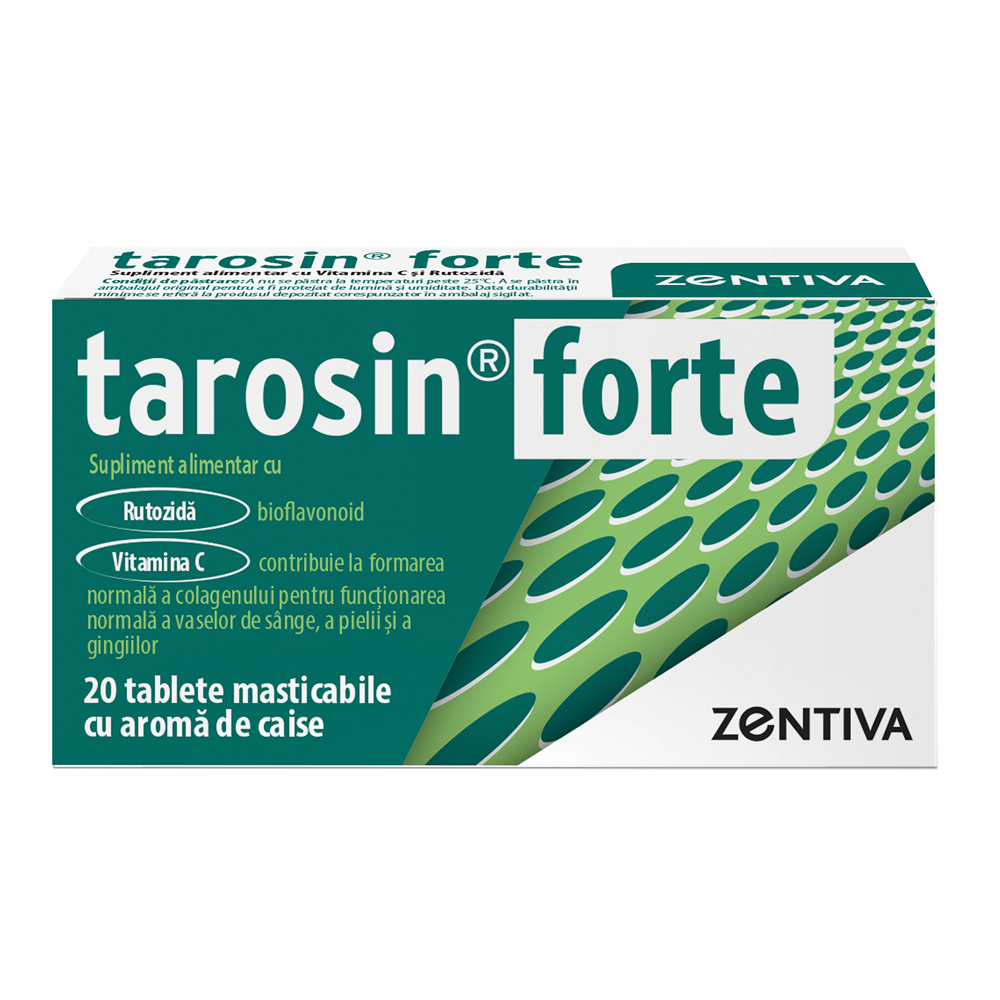 Supliment alimentar cu Vitamina C si Rutozida Tarosin Forte, 20 comprimate