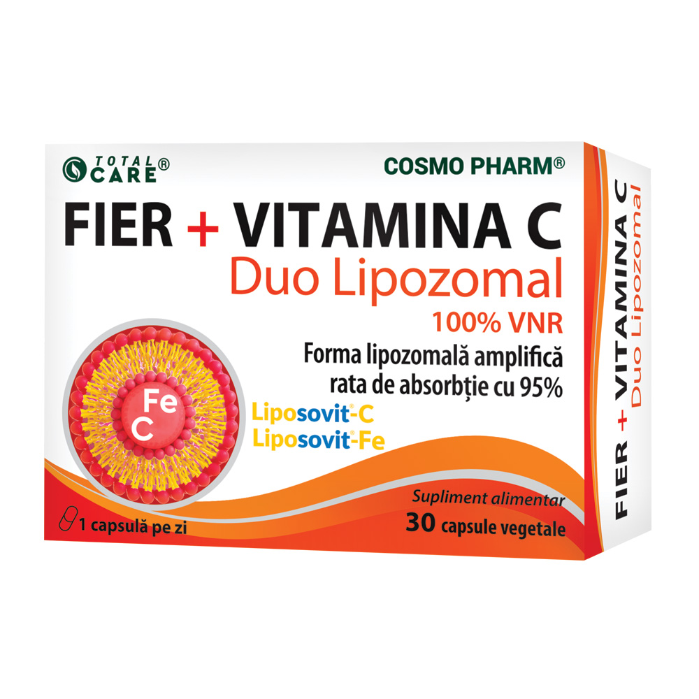 Fier + Vitamina C Duo Lipozomal, 30 capsule, Cosmopharm