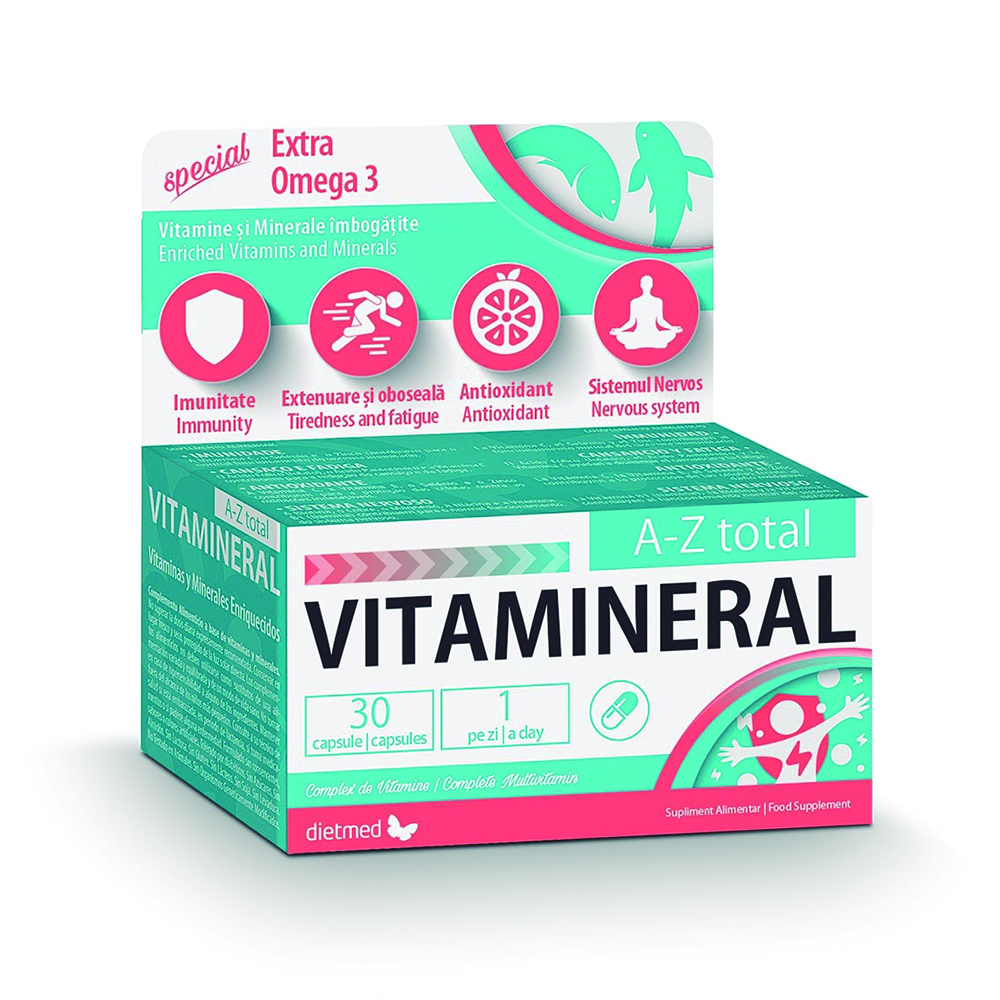 Complex de vitamine A-Z total Vitamineral, 30 capsule, Dietmed